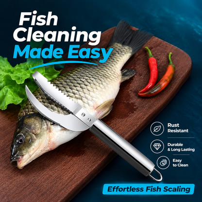 3 in 1 Stainless-Steel Fish Scale Scraper (Extra Scraper Free)