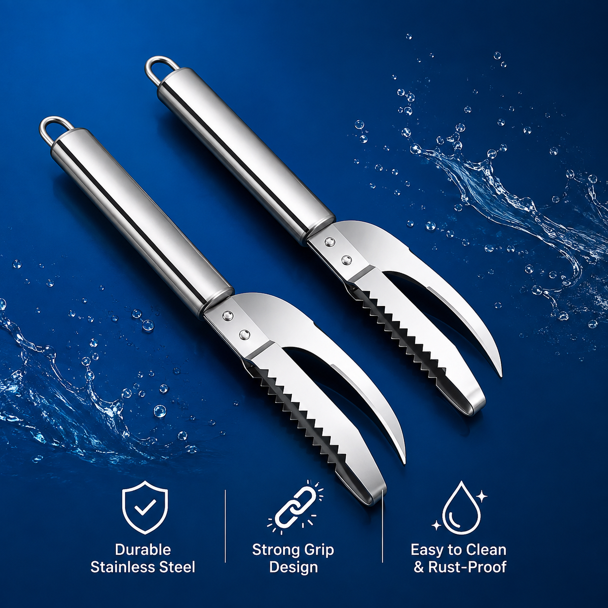 3 in 1 Stainless-Steel Fish Scale Scraper (Extra Scraper Free)