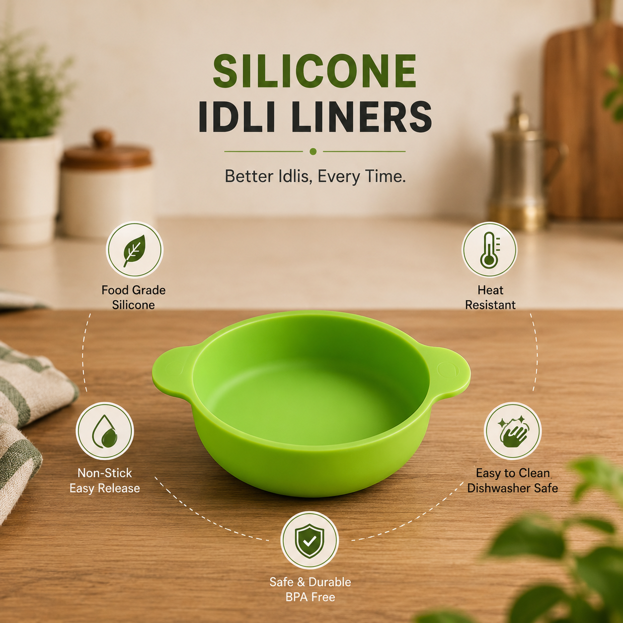 Premium Silicone Idli Maker Cups Food Grade Non-Stick Moulds