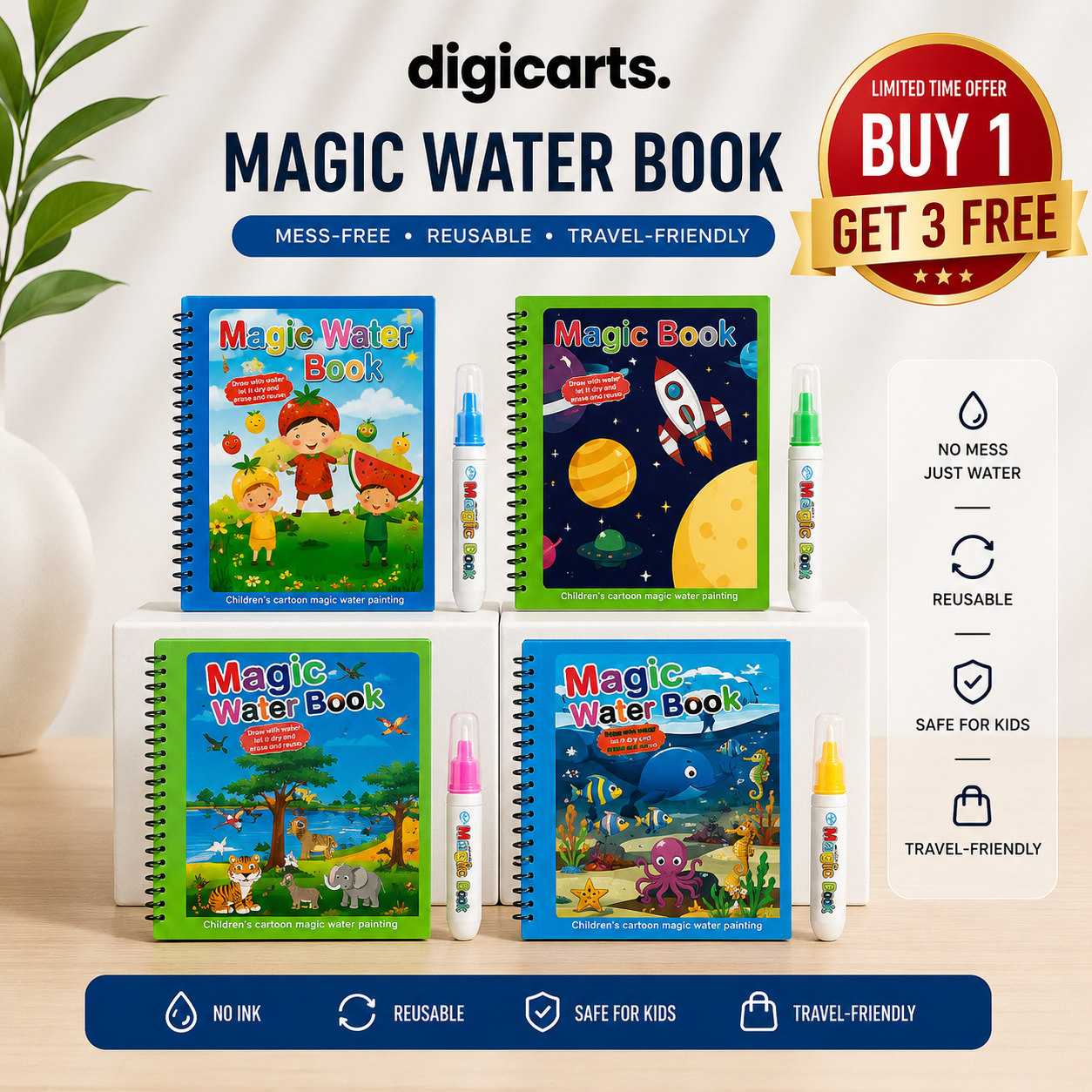 Magic Water Adventure Book with Refillable Pens [BUY 1 GET 3 FREE]